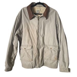 L.L. Bean Vintage Chore Coat Work Coat Leather Collar XL Tall‎